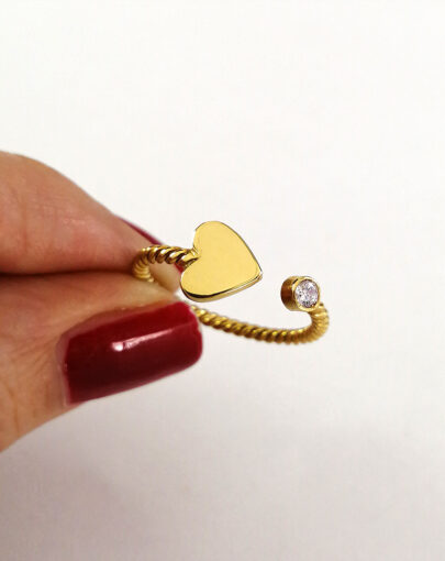 Anillo corazon circon PLATA ENCHAPADO EN ORO - Imagen 4