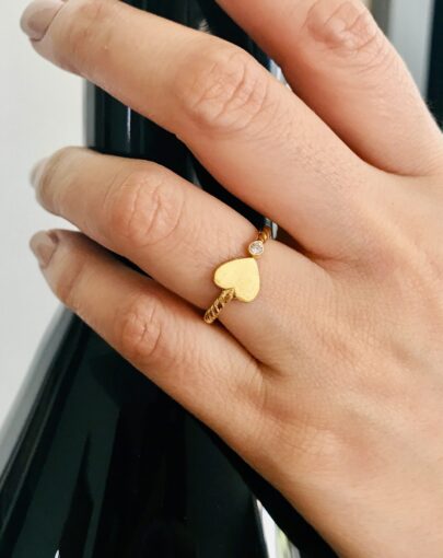 Anillo corazon circon PLATA ENCHAPADO EN ORO - Imagen 3