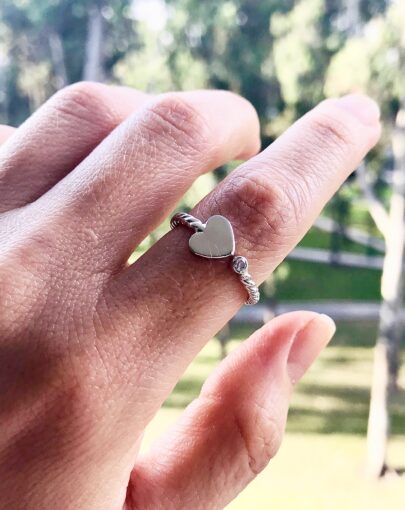 Anillo corazón circon plata - Imagen 3