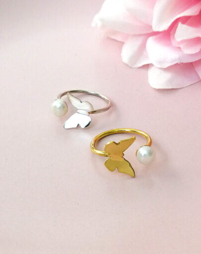 Anillo butterfly on the moon plata enchapado en oro - Imagen 4