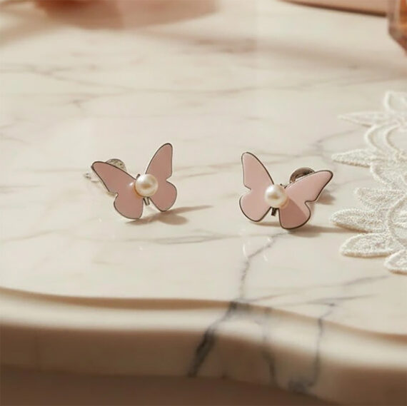 aretes mariposa perla plata