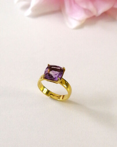 Anillo amatista plata enchapado en oro - Imagen 4