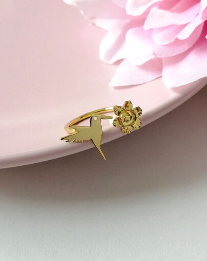 Anillo Alma Colibrí plata enchapado en oro - Imagen 5