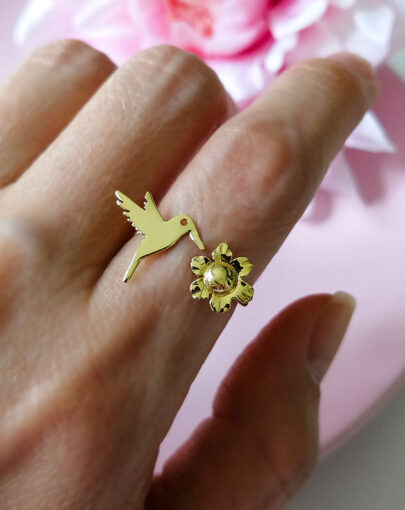 Anillo Alma Colibrí plata enchapado en oro - Imagen 4