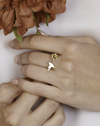 Anillo Alma Colibrí plata enchapado en oro - Imagen 3