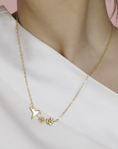 Cadena Alma Colibrí PLATA ENCHAPADO EN ORO - Imagen 4
