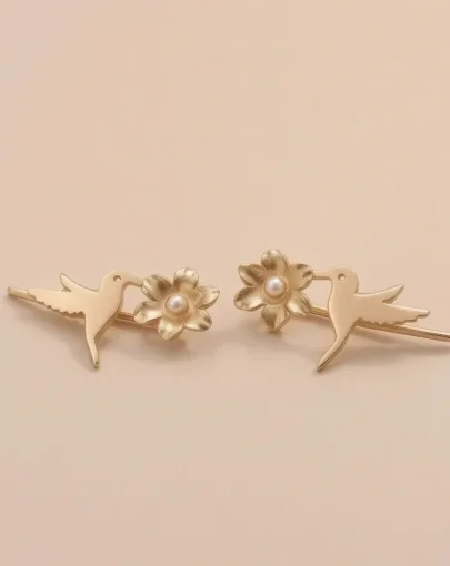 PACK DUO CADENA + TREPADORES ALMA COLIBRÍ PLATA CON ENCHAPE ORO - Imagen 4