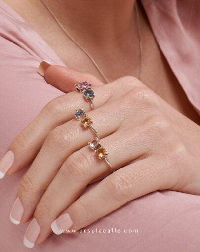 Anillo Citrino y Topacio Blue London plata - Imagen 5