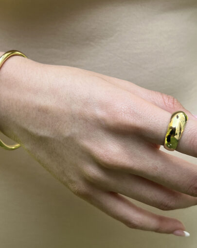 ANILLO MEDIA CAÑA LISO PLATA ENCHAPADO EN ORO - Imagen 3