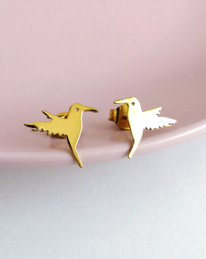 ARETES COLIBRI PLATA ENCHAPADO EN ORO - Imagen 3