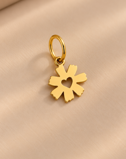 DIJE FLOR JARDIN RADIANTE PLATA ENCHAPADO EN ORO (IDEAL PARA PUÑERA)