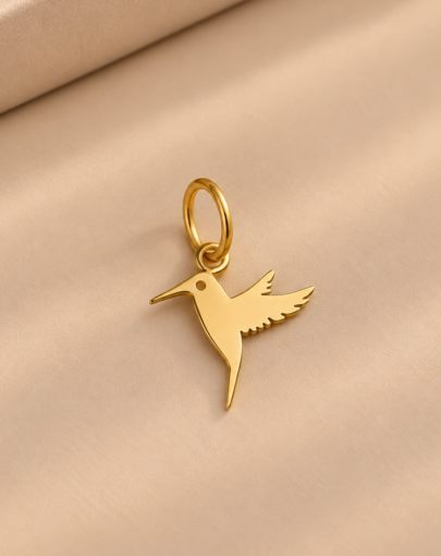 DIJE COLIBRI PLATA ENCHAPADO EN ORO (IDEAL PARA PUÑERA)