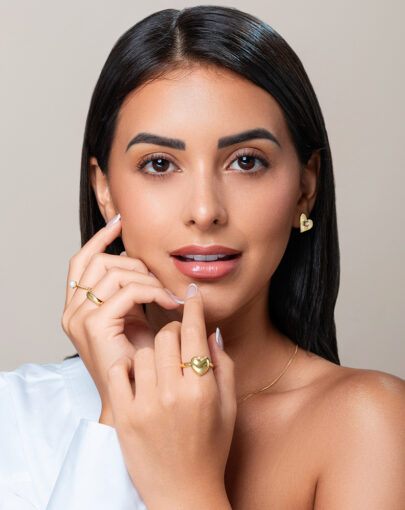ANILLO CORAZON BOMBE PLATA CON ENCHAPE DE ORO - Imagen 3