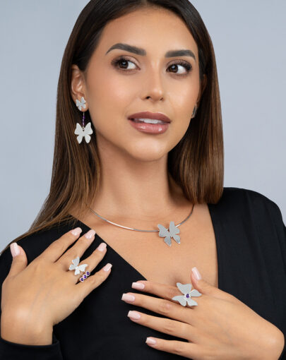 ALAS DEL ALBA - ARETES PEGADOS MARIPOSA PLATA - Imagen 4