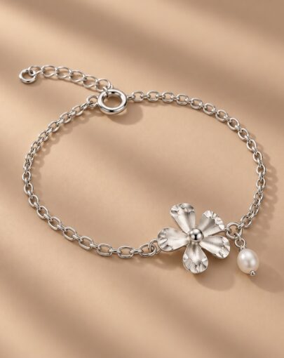 PULSERA FLOR PLATA - FLORECE