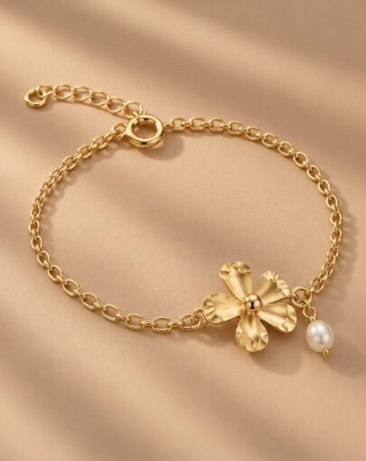 PULSERA FLOR PLATA CON ENCHAPE DE ORO - FLORECE - Imagen 2