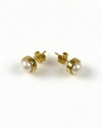 ARETES CON PERLA PLATA CON ENCHAPE ORO - Imagen 3