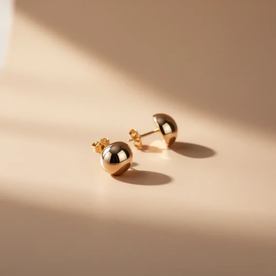 aretes boton liso gold