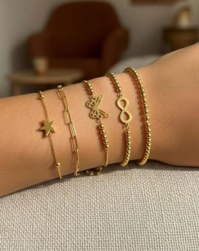 PULSERA REGULABLE ESTRELLA PLATA CON ENCHAPE ORO - Imagen 3