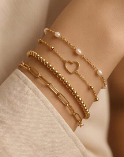 PULSERA CON PERLAS DE RIO PLATA CON ENCHAPE ORO - Imagen 3