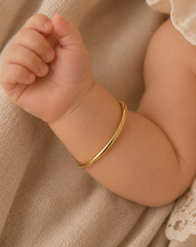 PUÑERA PARA BEBE PLATA CON ENCHAPE DE ORO